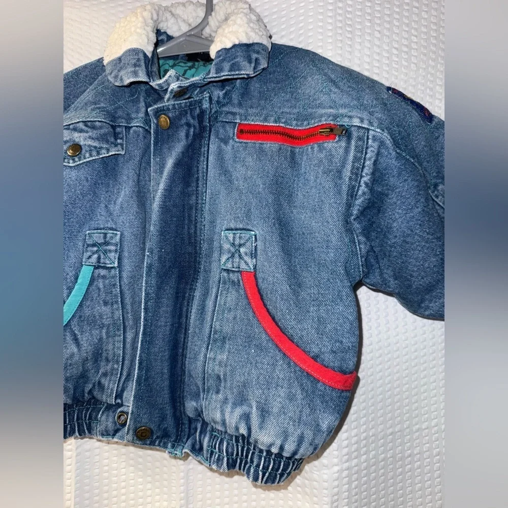 Toddler Vintage 1980s Bomber Denim Jacket Size 4T